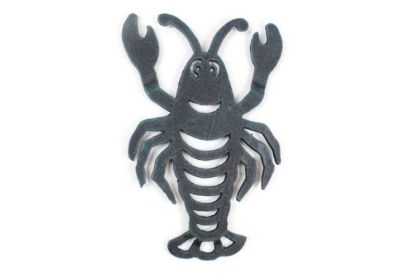 Rustic Dark Blue Whitewashed Cast Iron Lobster Trivet 11"" (Options: Seaworm Blue)