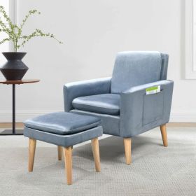 Velvet tufted armchair Silver armrest accent chair (Color: Grey)