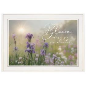 "Bloom where you are planted" by Artisan Lori Deiter , Ready to Hang Framed Print, Black Frame (Color: White Frame)