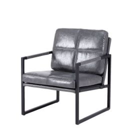 Red brown PU leather leisure black metal frame recliner chair for living room and bedroom furniture (Color: Light Grey)