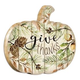 "Grateful" By Artisan Linda Spivey Printed on Wooden Pumpkin Wall Art (Option: Give Thanks)