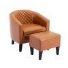 COOLMORE Accent Chair with Ottoman, Mid Century Modern Barrel Chair Upholstered Club Tub Round Arms Chair for Living Room