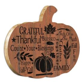 "Grateful" By Artisan Linda Spivey Printed on Wooden Pumpkin Wall Art (Option: Grateful)