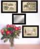 "Garden Bath Collection " 4-Piece Vignette By Pam Britton, Ready to Hang Framed Print, Black Frame