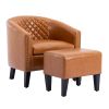 COOLMORE Accent Chair with Ottoman, Mid Century Modern Barrel Chair Upholstered Club Tub Round Arms Chair for Living Room