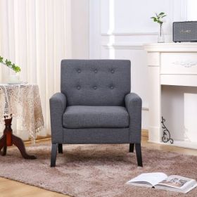 Fabric Accent Chair for Living Room, Bedroom Button Tufted Upholstered Comfy Reading Accent Chairs Sofa (Grey) (Color: Grey)