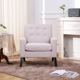 Fabric Accent Chair for Living Room, Bedroom Button Tufted Upholstered Comfy Reading Accent Chairs Sofa (Grey) (Color: Beige)