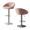 Zen Zone Modern Adjustable Counter Height Bar Stools/Dining Chairs With Back and Footrest, Emerald Flannelette, Set of 2