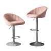 Zen Zone Modern Adjustable Counter Height Bar Stools/Dining Chairs With Back and Footrest, Emerald Flannelette, Set of 2