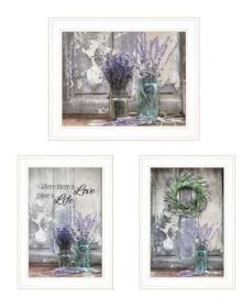 "Abundance of Beauty Collection" 3-Piece Vignette By Lori Deiter, Ready to Hang Framed Print, Black Frame (Color: White Frame)