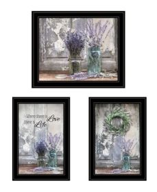 "Abundance of Beauty Collection" 3-Piece Vignette By Lori Deiter, Ready to Hang Framed Print, Black Frame (Color: Black Frame)