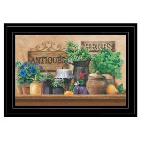 "Antiques & Herbs" by Artisan Ed Wargo, Ready to Hang Framed Print, Black Frame (Option: Herbs Black Frame)