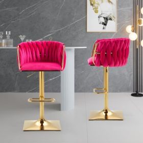 COOLMORE Bar Stools with Back and Footrest Counter Height Bar Chairs 2PC /SET (Color: Red)