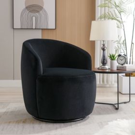 Teddy Fabric Swivel Accent Armchair Barrel Chair With Black Powder Coating Metal Ring,Yellow (Options: Velvet)