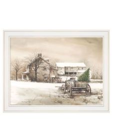 "Bringing Home the Tree" by Artisan John Rossini, Ready to Hang Framed Print, Black Frame (Color: White Frame)
