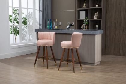 COOLMORE Bar Stools with Back and Footrest Counter Height Bar Chairs 2PC /SET (Color: Pink)