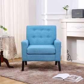 Fabric Accent Chair for Living Room, Bedroom Button Tufted Upholstered Comfy Reading Accent Chairs Sofa (Grey) (Color: Blue)