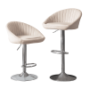 Zen Zone Modern Adjustable Counter Height Bar Stools/Dining Chairs With Back and Footrest, Emerald Flannelette, Set of 2