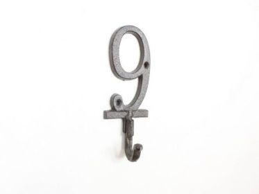 Cast Iron Number 8 Wall Hook 6"" (Numbers: Number 9)