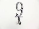 Rustic Silver Cast Iron Number 7 Wall Hook 6""
