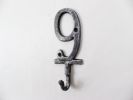 Rustic Silver Cast Iron Number 7 Wall Hook 6""