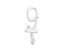 Whitewashed Cast Iron Number 9 Wall Hook 6""