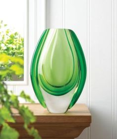 Azure Blue Art Glass Vase (Options: Emerald)