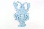 Rustic Dark Blue Whitewashed Cast Iron Lobster Trivet 11""