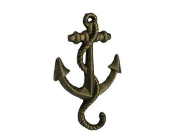 Rustic Silver Cast Iron Anchor Paperweight 5"" (Color: rustic gold)