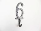 Rustic Silver Cast Iron Number 7 Wall Hook 6""