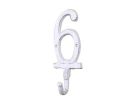 Whitewashed Cast Iron Number 9 Wall Hook 6""