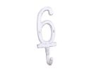 Whitewashed Cast Iron Number 9 Wall Hook 6""