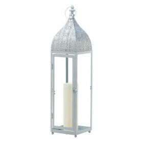 White Moroccan Style Lantern (Options: Large Silver)