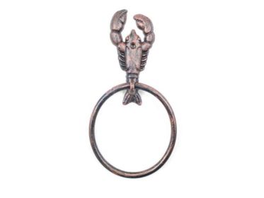 Rustic Dark Blue Whitewashed Cast Iron Lobster Trivet 11"" (Options: Rustic Cooper)