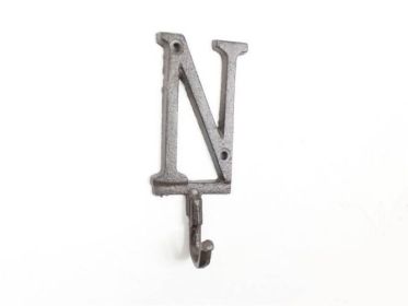 Cast Iron Letter N Alphabet Wall Hook 6"" (alphabet: N)