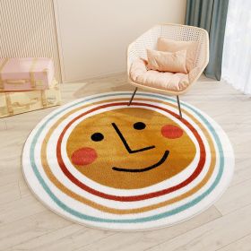 Cartoon Style Children's Room Cashmere Carpet Round (Option: Rainbow Smiling Face-60 Ã— 60cm Imitation Cashmere)
