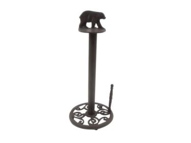 Country Rooster Paper Towel Holder (Options: Cast Iron Black Bear)