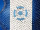 Rustic Light Blue And White Decorative Ship Wheel With Sailboat 12""