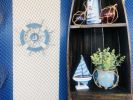 Rustic Light Blue And White Decorative Ship Wheel With Sailboat 12""