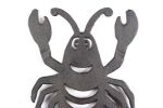 Rustic Dark Blue Whitewashed Cast Iron Lobster Trivet 11""
