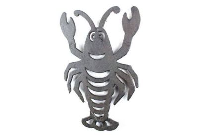 Rustic Dark Blue Whitewashed Cast Iron Lobster Trivet 11"" (Options: Cast Iron Trivet)