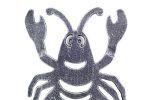 Rustic Dark Blue Whitewashed Cast Iron Lobster Trivet 11""