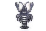 Rustic Dark Blue Whitewashed Cast Iron Lobster Trivet 11""