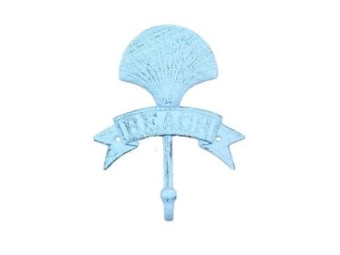 Rustic Silver Cast Iron Palm Tree Beach Hook 8"" (Color: Dark Blue)