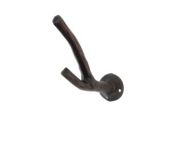 Cast Iron Tree Branch Double Decorative Metal Wall Hooks 5"" (Option: Cooper)
